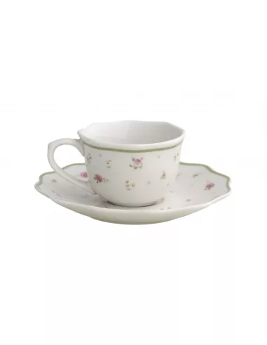 Tazzina Caffè Nonna Rosa Bouquet Di Roselline Set 2 Pz Porcellana