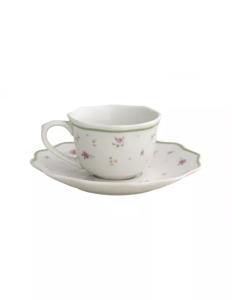 Tazzina Caffè Nonna Rosa Bouquet Di Roselline Set 2 Pz Porcellana