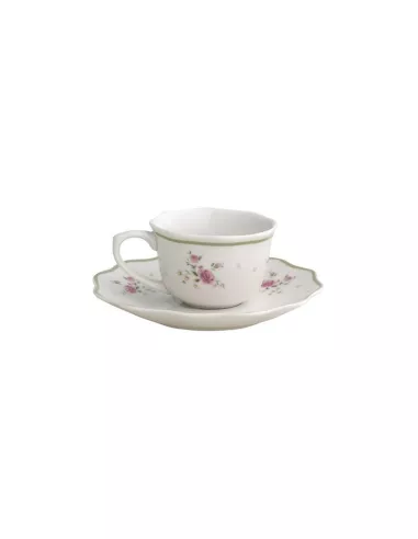 Tazzina Caffè Nonna Rosa Bouquet Di Roselline Set 2 Pz Porcellana