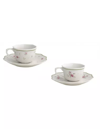 Tazzina Caffè Nonna Rosa Bouquet Di Roselline Set 2 Pz Porcellana