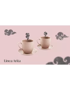Set 2 Tazzine Da Caffè In Porcellana Cipria Linea Arita 2