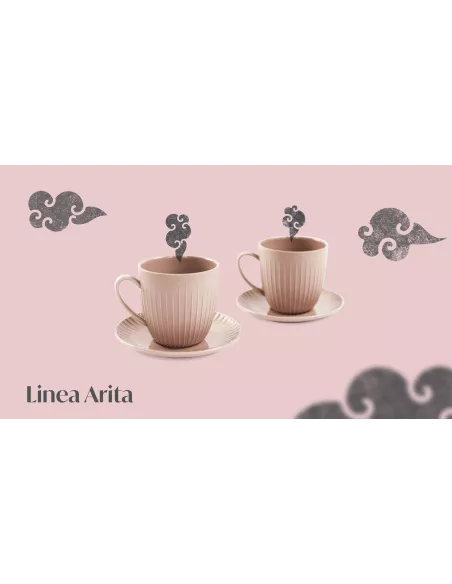 Set 2 Tazzine Da Caffè In Porcellana Cipria Linea Arita