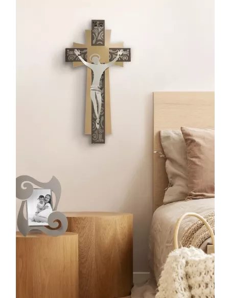 Crocifisso Decor Grande Bronzo Oro Trasparente E Avorio