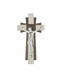 Crocifisso Grande Da Parete Avorio Bronzo E Bianco Marmo