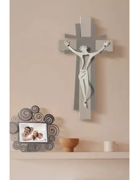 Crocifisso Grande Da Parete Sabbia Fango E Avorio