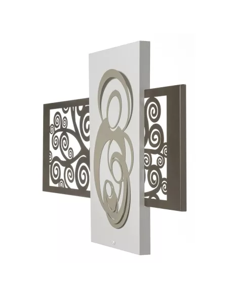 Pannello Di Design Sacra Famiglia Bronzo Bianco Marmo E Sabbia