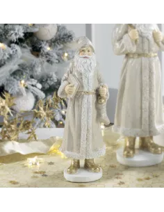 Babbo Natale In Resina Beige 24,5 H