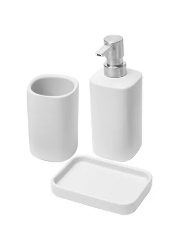 Cube Bianco Set Bagno 3 Pezzi Ceramica