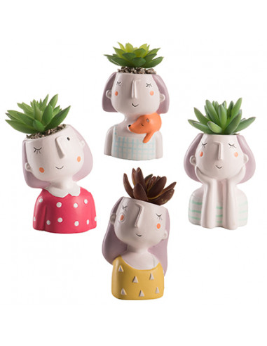 Vaso Con Piantina Mini Girls Ceramica 4 Forme Assortite - 1Pz