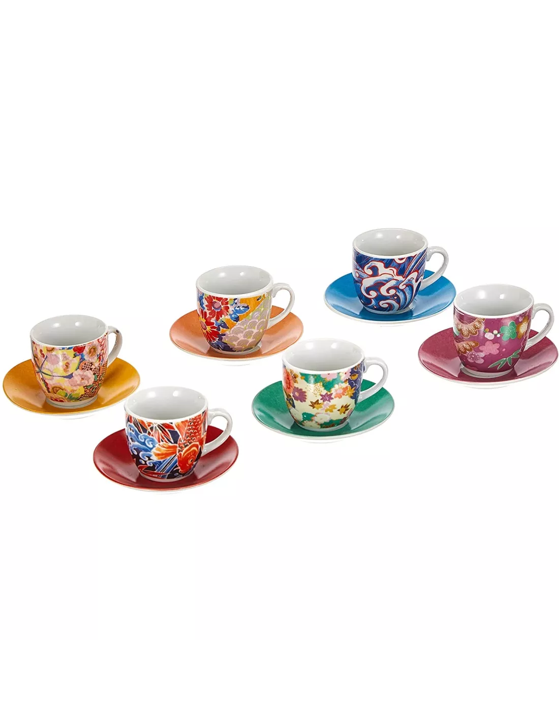 Set 6 Tazzine Caffe Particolari con Piattini