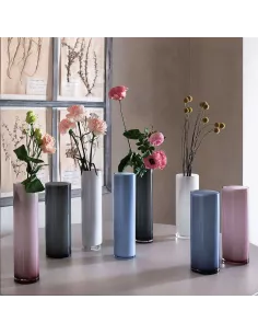 Vaso Cilindrico Bianco Cm 30 H Wetube Vetro Bianco 2