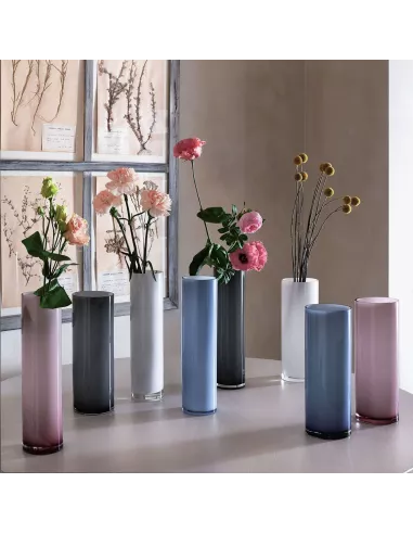 Vaso Cilindrico Bianco Cm 30 H Wetube Vetro Bianco