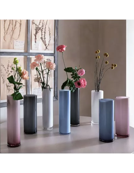 Vaso Cilindrico Bianco Cm 30 H Wetube Vetro Bianco