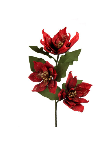 Fiore Rosso Foglie Verdi 90 h - I Fiori Delle Feste L'Oca Nera