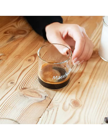 Set 6 Tazzine Da Caffè In Vetro Borosilicato Con Manico Colorato e Scritta Decorativa - WD Lifestyle