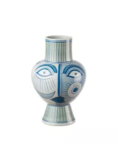 Vaso Basso In Porcellana Bianco e Blu