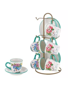 Set caffè 6 persone melissa con piedistallo shabby chic - melinohome