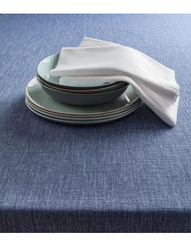 Blu Di Persia - Tovaglia Tinta Unita In Filato Antimacchia E Idrorepellente 155x180 Cm