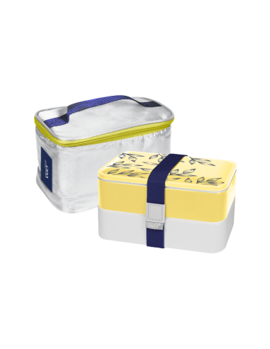 Lunch Box Con Coperchio Decorato E Borsetta Termica Giallo