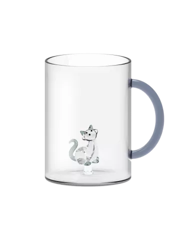 Tazza In Vetro Borosilicato Con Gatto In Vetro Colorato All'interno