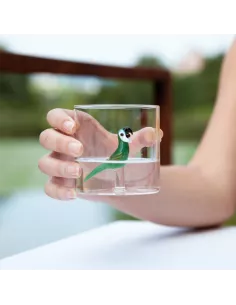 Bicchiere In Vetro Borosilicato Con Soggetto Pappagallo In Vetro Colorato All'interno 2