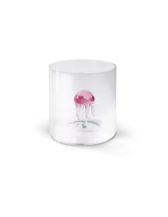 Bicchiere In Vetro Borosilicato Con Soggetto Medusa In Vetro Colorato All'interno