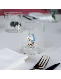 Bicchiere In Vetro Borosilicato Con Soggetto Gufo In Vetro Colorato All'interno 2