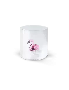 Bicchiere In Vetro Borosilicato Con Soggetto Fenicottero In Vetro Colorato All'interno