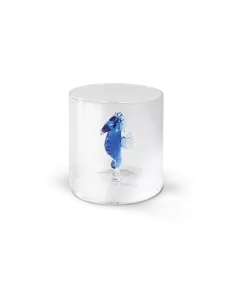 Bicchiere In Vetro Borosilicato Con Soggetto Cavalluccio In Vetro Colorato All'interno