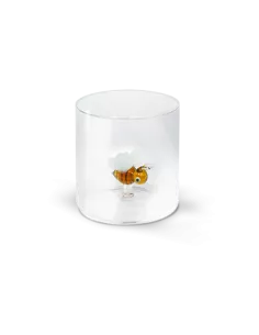 Bicchiere In Vetro Borosilicato Con Soggetto Ape In Vetro Colorato All'interno