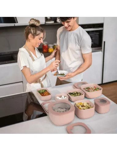 Store&more - Contenitore Ermetico Basso Per Frigo/ Freezer/ Microonde (M) Rosa