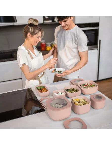Store&more - Contenitore Ermetico Basso Per Frigo/ Freezer/ Microonde (M) Rosa