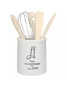 Porta Utensili Kitchen Cool Ceramica Bianco
