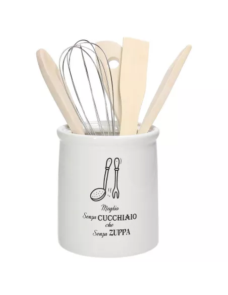 Porta Utensili Kitchen Cool Ceramica Bianco