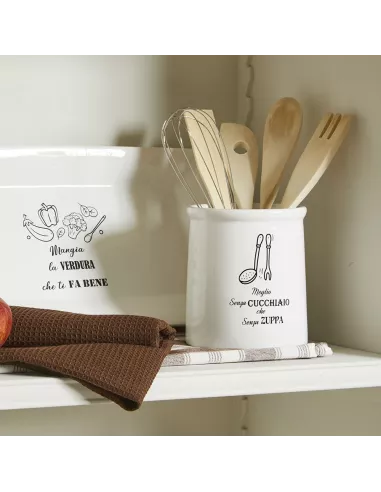 Porta Utensili Kitchen Cool Ceramica Bianco
