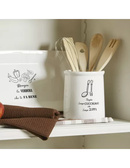 Porta Utensili Kitchen Cool Ceramica Bianco