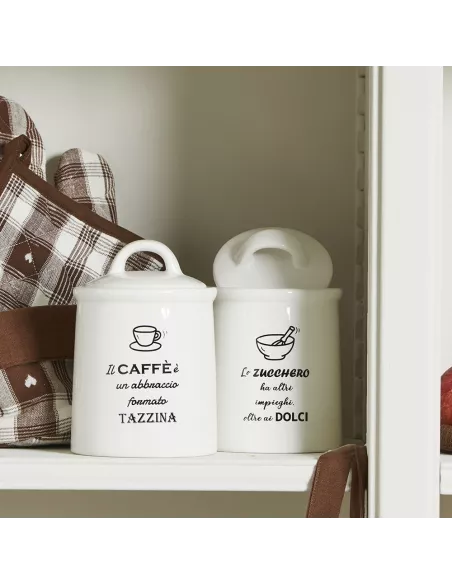 Barattolo Zucchero Cm 17 H Kitchen Cool Ceramica Bianco