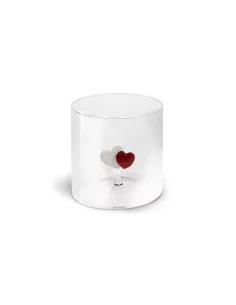 Bicchiere In Vetro Borosilicato Con Soggetto Cuori In Vetro Colorato All'interno