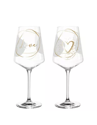 Set 2 Calici Vino Decori Assortiti 560 ml Love