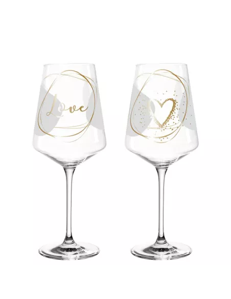 Set 2 Calici Vino Decori Assortiti 560 ml Love