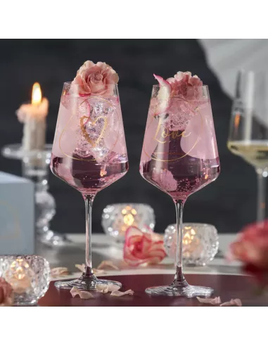 Set 2 Calici Vino Decori Assortiti 560 ml Love
