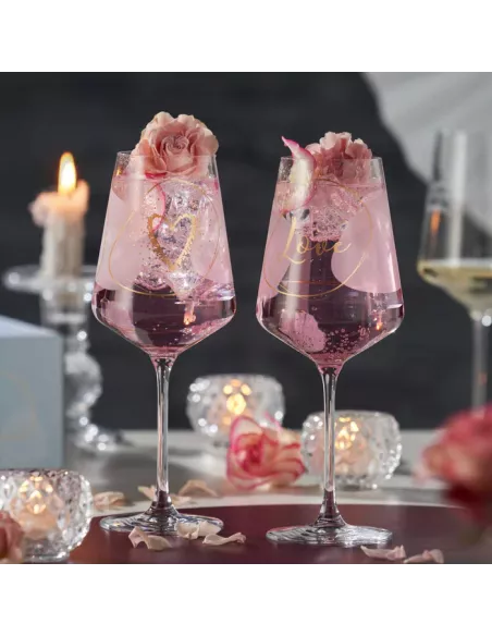 Set 2 Calici Vino Decori Assortiti 560 ml Love