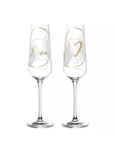 Set 2 Flute Decori Assortiti 280 ml Love