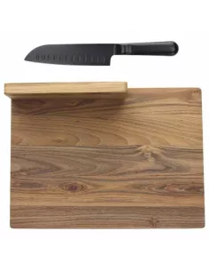 Tagliere Rettangolare 33 X 24 Cm Con Coltello Santoku Nero Starbamboo