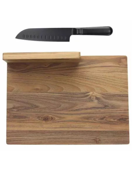 Tagliere Rettangolare 33 X 24 Cm Con Coltello Santoku Nero Starbamboo