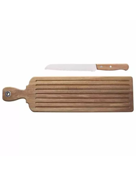 Tagliere Rettangolare Con Manico 52 X 14 Cm Con Coltello Pane Starbamboo