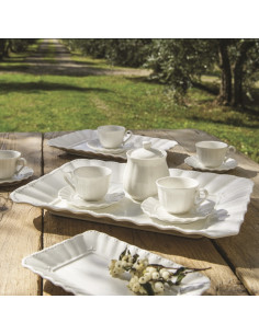 WECDS Servizio da tè in Porcellana con Teiera Tazzine da caffè e Piattini  Set di 6 Tazze da caffè in Stile Moderno Bianco Crema 200ml : :  Casa e cucina