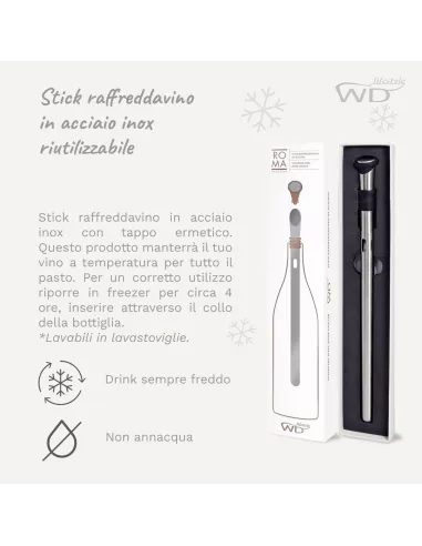 Stick Raffredda Vino In Acciaio Inox Con Tappo Ermetico E Beccuccio Versatore