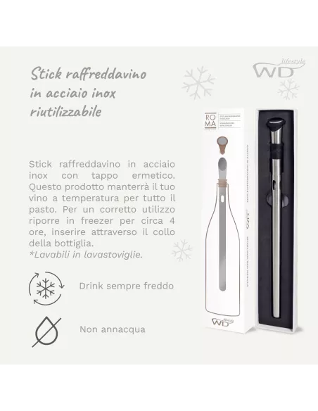 Stick Raffredda Vino In Acciaio Inox Con Tappo Ermetico E Beccuccio Versatore