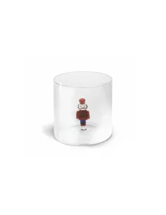 Bicchiere In Vetro Borosilicato Con Soggetto Colorato All'interno Decoro Soldatino